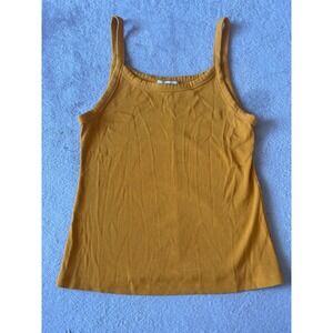 Vince Women's Large Ribbed Sleeveless‎ Everyday Tank Top Yellow